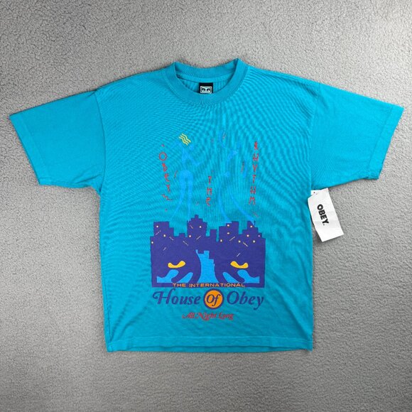 Obey T Shirt Men Small Blue All Night Long Music Tee House Of Rhythm Tee Giant 1 - Picture 1 of 9